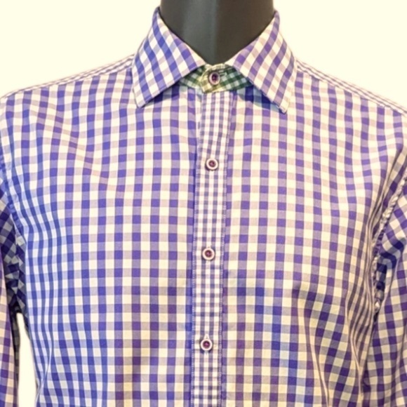 ROBERT Graham purple check button front shirt large - Picture 1 of 10